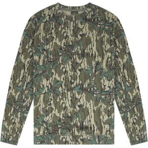 Mossy Oak Vintage Crewneck Sweatshirt for Men | Hunting Camo Shirt with Soft Cotton Blend for Casual Wear, Camping, & Hiking(Washed Greenleaf)