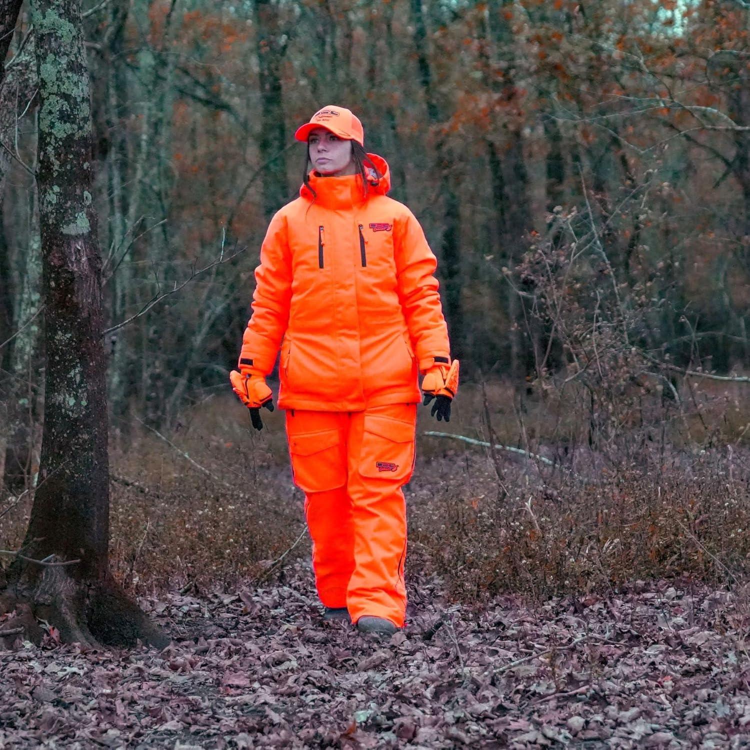 imageDOING SOMETHING GREAT DSG Outerwear Womens Kylie 50 Drop Seat Hunting Bibs Waterproof Windproof Insulated Camo BlazeBlaze Orange 60