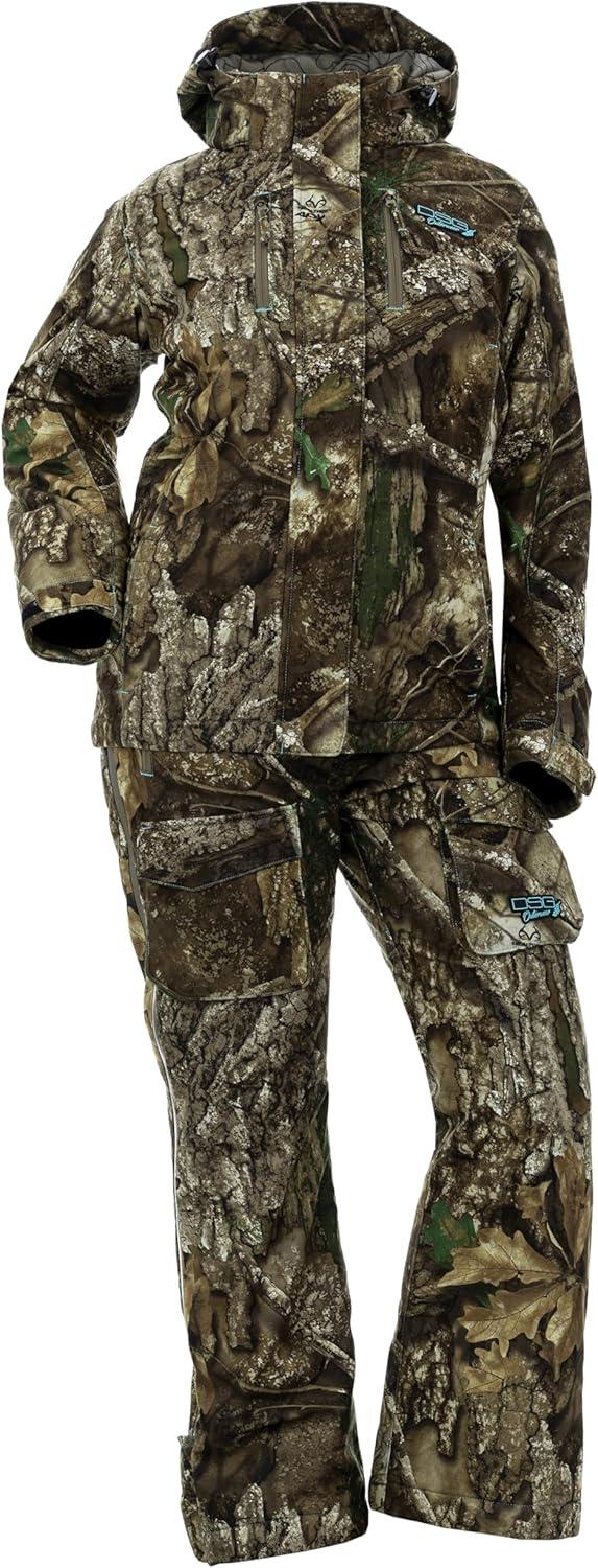 imageDOING SOMETHING GREAT DSG Outerwear Womens Kylie 50 Drop Seat Hunting Bibs Waterproof Windproof Insulated Camo BlazeRealtree Apx 60