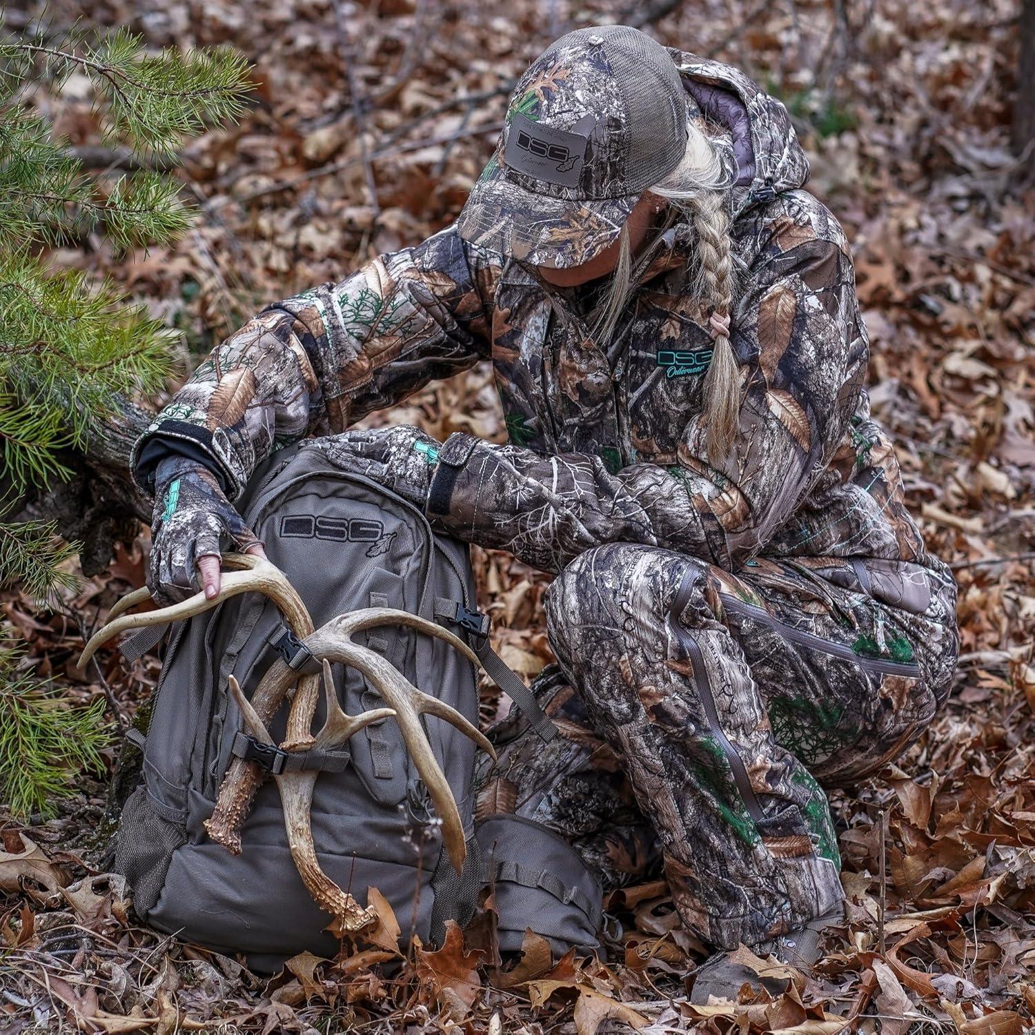 imageDOING SOMETHING GREAT DSG Outerwear Womens Kylie 50 Drop Seat Hunting Bibs Waterproof Windproof Insulated Camo BlazeRealtree Edge 50