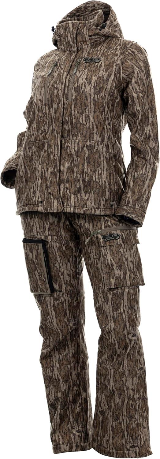 imageDSG Outerwear Ava 30 Camouflage Hunting Pants for Women DWR Waterproof with Scent Control Cargo Pocket ampamp Removable PouchMossy Oak Bottomland New 30