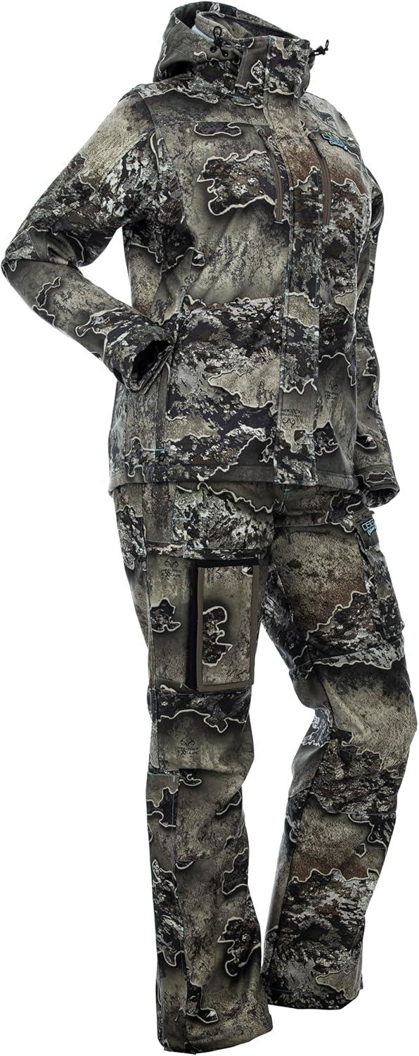 imageDSG Outerwear Ava 30 Camouflage Hunting Pants for Women DWR Waterproof with Scent Control Cargo Pocket ampamp Removable PouchRealtree Excape 30