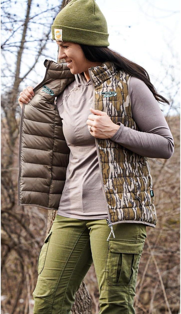 imageDSG Outerwear Womens Reversible Puffer Vest Insulated Water Resistant Hunting ampamp Casual VestMossy Oak Bottomland OriginalStone