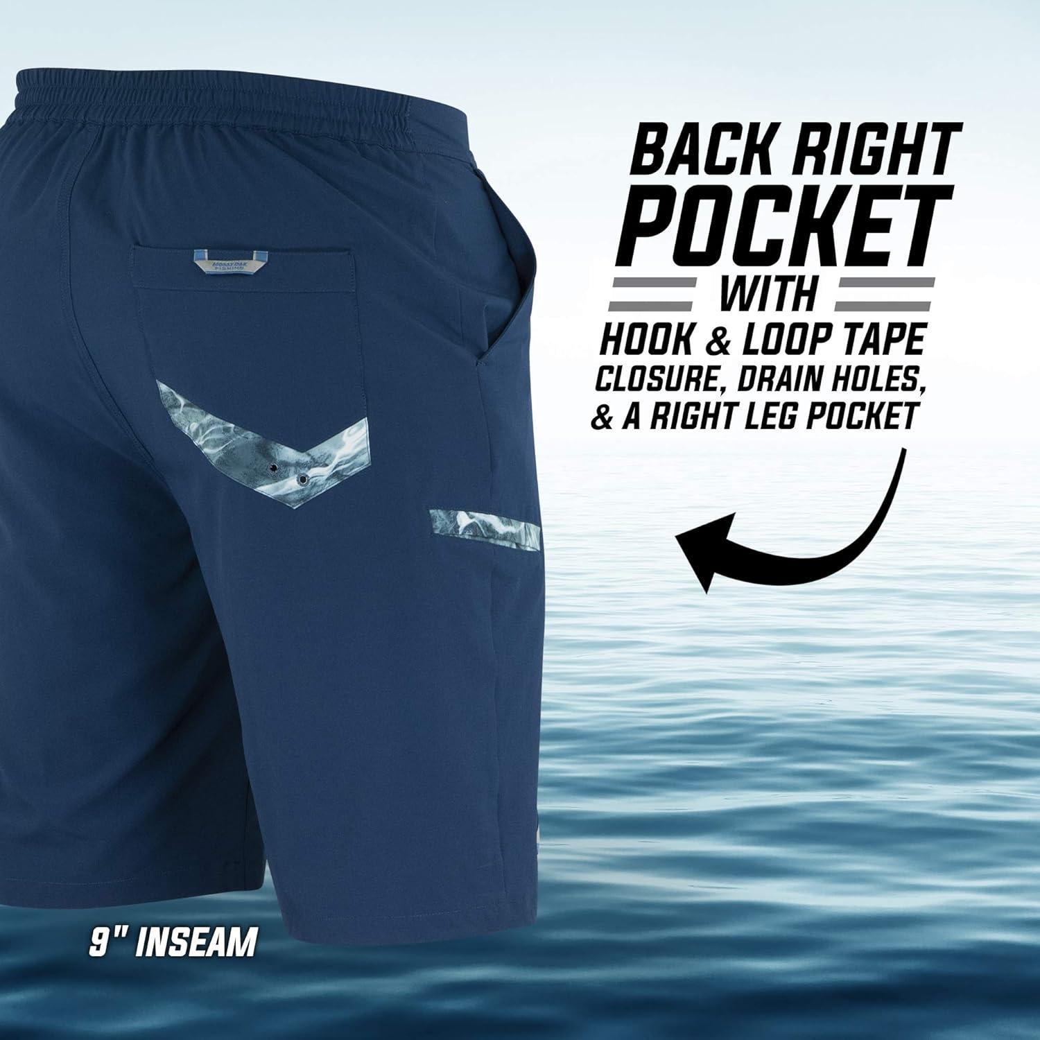 imageMossy Oak Fishing Quick Dry Mens Board Shorts No Mesh Swim Trunks MenDeep Sea Blue