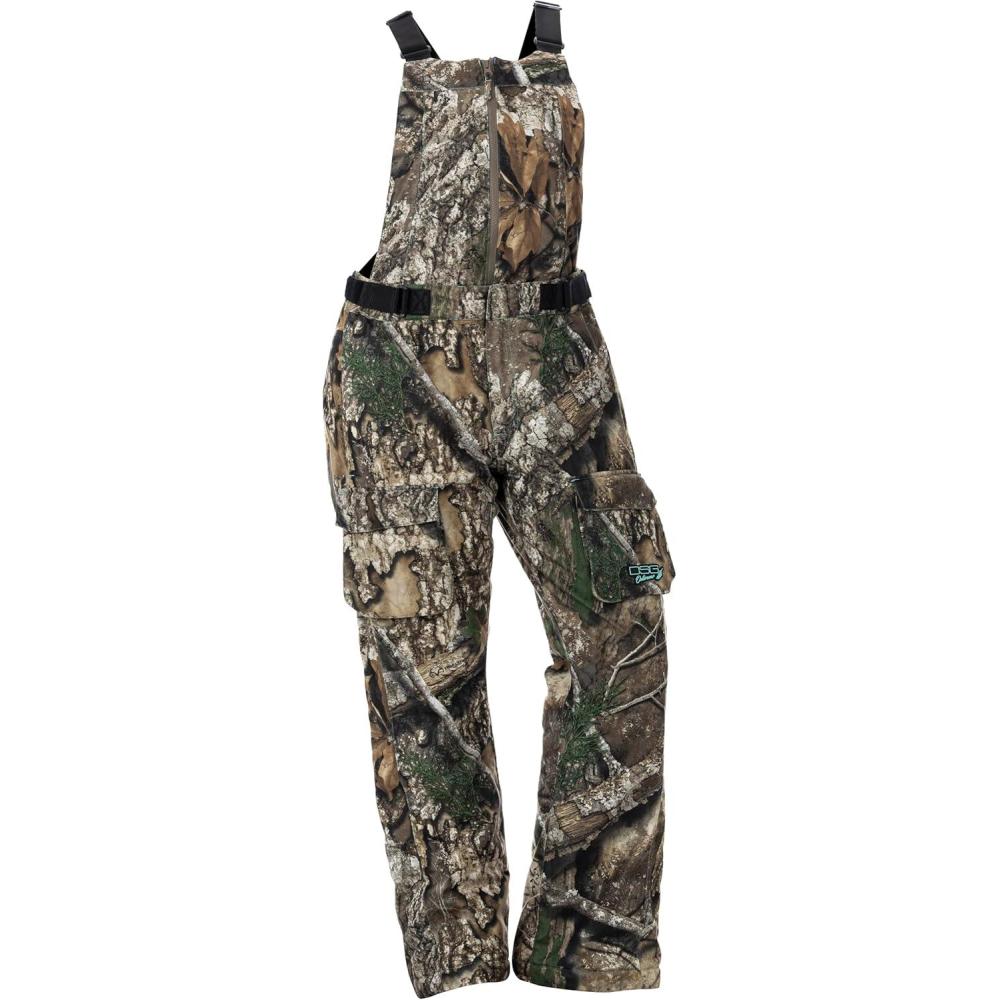 imageDOING SOMETHING GREAT DSG Outerwear Womens Kylie 50 Drop Seat Hunting Bibs Waterproof Windproof Insulated Camo BlazeRealtree Apx 50