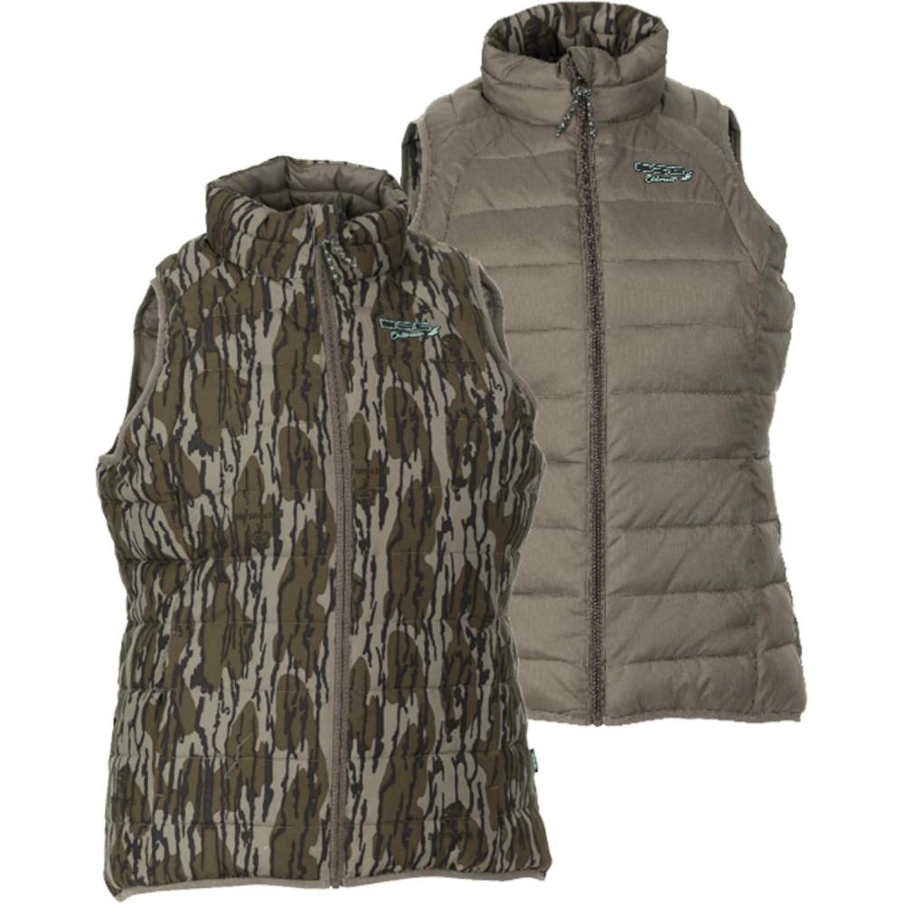 imageDSG Outerwear Womens Reversible Puffer Vest Insulated Water Resistant Hunting ampamp Casual VestMossy Oak Bottomland OriginalStone