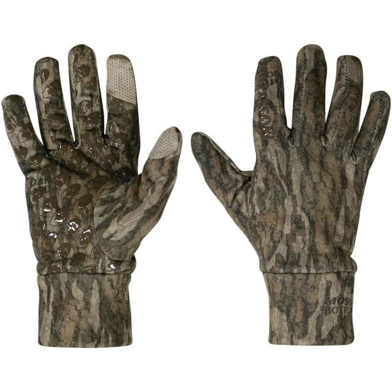 imageMossy Oak Camo Hunting Gloves Cold Weather Fleece Hunting Gloves for Men Stretch Material with Textured Palm GripBottomland
