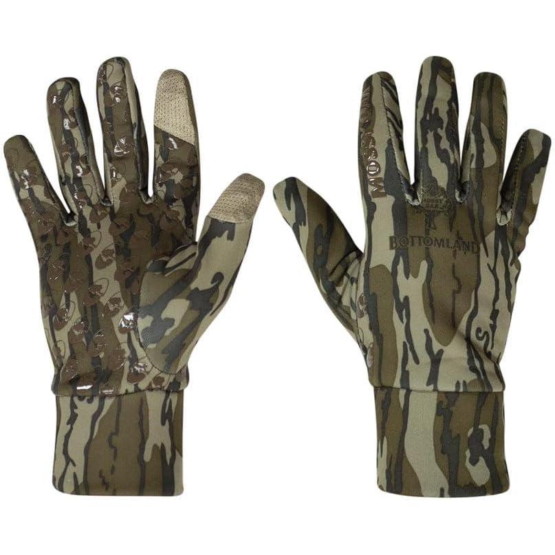 imageMossy Oak Camo Hunting Gloves Cold Weather Fleece Hunting Gloves for Men Stretch Material with Textured Palm GripOriginal Bottomland