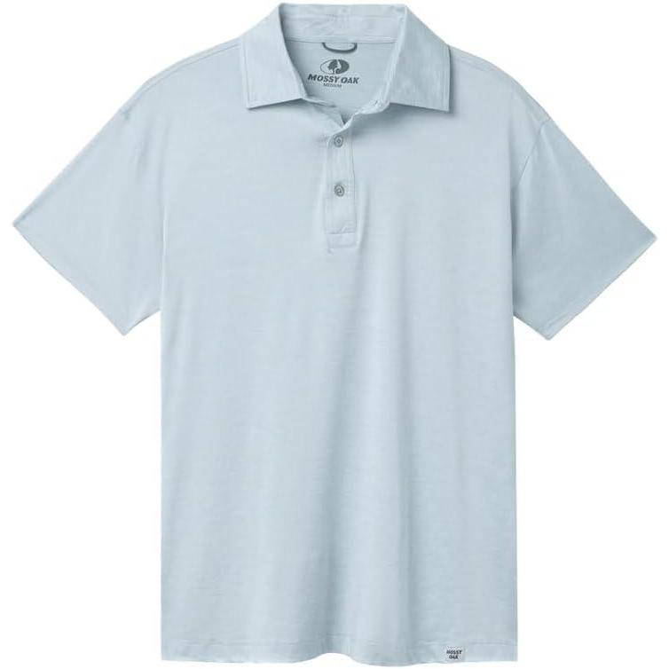 imageMossy Oak Polo Sun Shirt for Men with UV Protection for Golf Fishing Hiking or CasualBlue Fog
