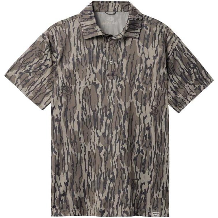 imageMossy Oak Polo Sun Shirt for Men with UV Protection for Golf Fishing Hiking or CasualBottomland Sand