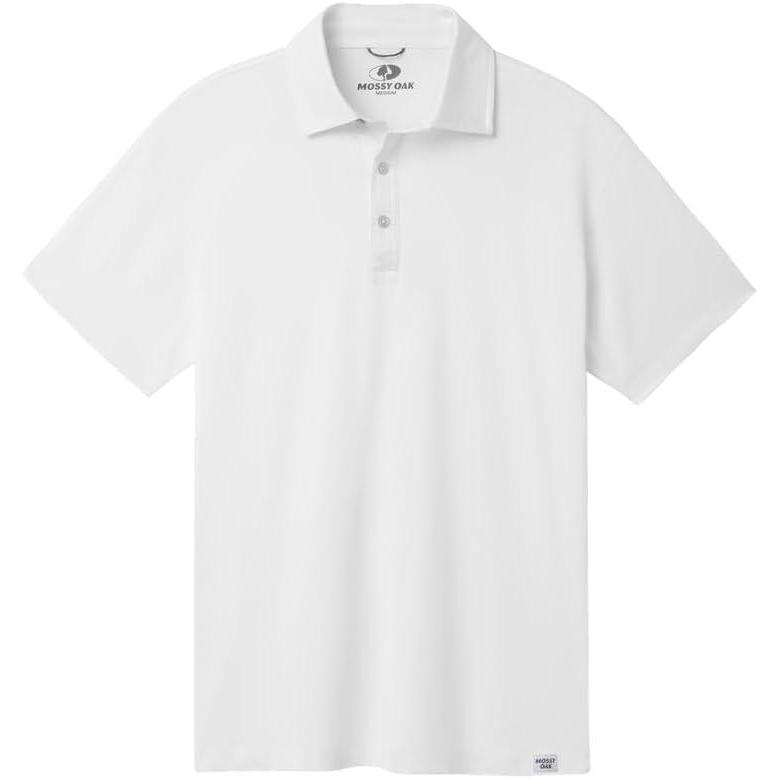imageMossy Oak Polo Sun Shirt for Men with UV Protection for Golf Fishing Hiking or CasualWhite