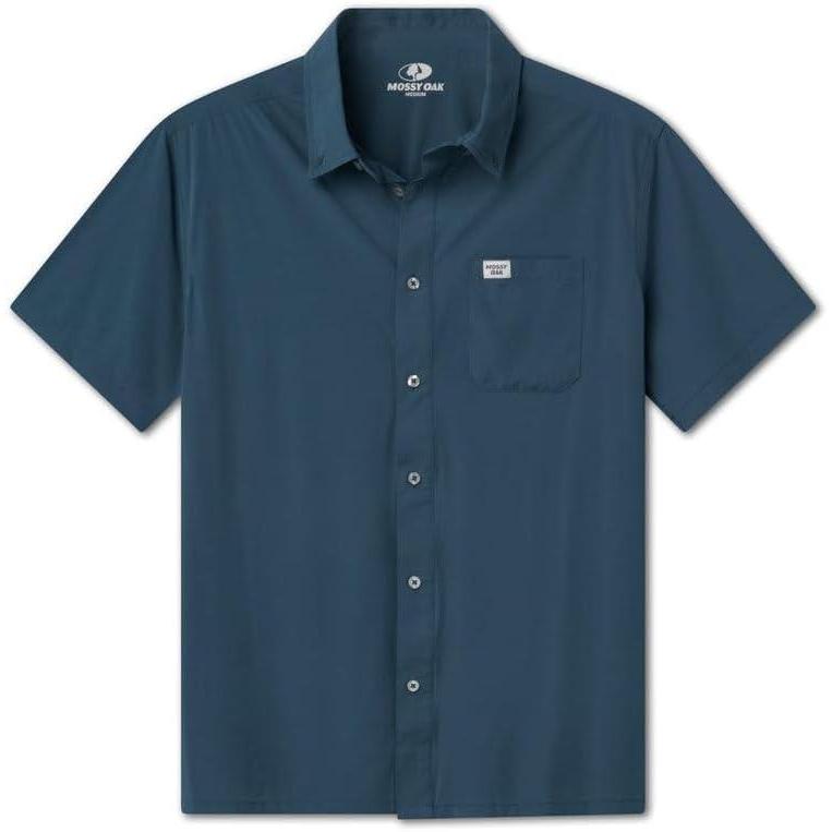 imageMossy Oak Tibbee Everyday Mens Short Sleeve Fishing Shirt with UV Protection Lightweight ampamp QuickDryingBlue Herron