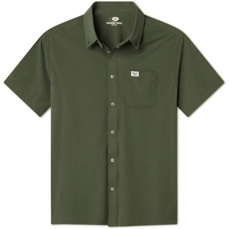 imageMossy Oak Tibbee Everyday Mens Short Sleeve Fishing Shirt with UV Protection Lightweight ampamp QuickDryingPine Needle