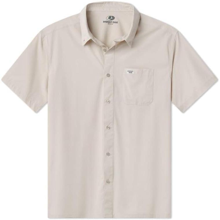imageMossy Oak Tibbee Everyday Mens Short Sleeve Fishing Shirt with UV Protection Lightweight ampamp QuickDryingSand Dollar