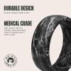 Groove Life Mossy Oak Camo Silicone Ring Breathable Rubber Wedding Rings for Men, Lifetime Coverage, Unique Design, Comfort Fit Ring(Agua Blacktip)