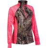 TrailCrest Women’s Long Sleeve 1/4 Zip Camo Shirt – Moisture Wicking, 4 Way Stretch – Perfect Outwear and Fitness Apparel(Breakup Country & Coral Heather)