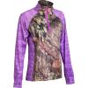 TrailCrest Women’s Long Sleeve 1/4 Zip Camo Shirt – Moisture Wicking, 4 Way Stretch – Perfect Outwear and Fitness Apparel(Breakup Country & Purple Heather)