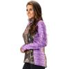 TrailCrest Women’s Long Sleeve 1/4 Zip Camo Shirt – Moisture Wicking, 4 Way Stretch – Perfect Outwear and Fitness Apparel(Breakup Country & Purple Heather)