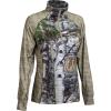TrailCrest Women’s Long Sleeve 1/4 Zip Camo Shirt – Moisture Wicking, 4 Way Stretch – Perfect Outwear and Fitness Apparel(Mountain Country & Light Olive Heather)