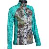 TrailCrest Women’s Long Sleeve 1/4 Zip Camo Shirt – Moisture Wicking, 4 Way Stretch – Perfect Outwear and Fitness Apparel(Mountain Country & Teal Heather)