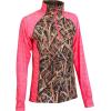 TrailCrest Women’s Long Sleeve 1/4 Zip Camo Shirt – Moisture Wicking, 4 Way Stretch – Perfect Outwear and Fitness Apparel(Shadow Grass & Coral Heather)