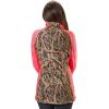 TrailCrest Women’s Long Sleeve 1/4 Zip Camo Shirt – Moisture Wicking, 4 Way Stretch – Perfect Outwear and Fitness Apparel(Shadow Grass & Coral Heather)