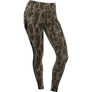 DOING SOMETHING GREAT DSG Outerwear Women’s Casual Leggings – High Waisted, 4-Way Stretch, Mesh Side Panels, 4 Pockets(Mossy Oak Bottomland Original)