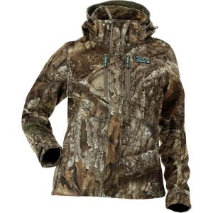 DSG Outerwear Women’s Ava 3.0 3-in-1 Camouflage Hunting Jacket with Scent Control, Waterproof – Pockets & Removable Hood(Realtree Apx)