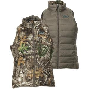 DSG Outerwear Women’s Reversible Puffer Vest – Insulated, Water Resistant, Hunting & Casual Vest(Realtree Edge/Stone)