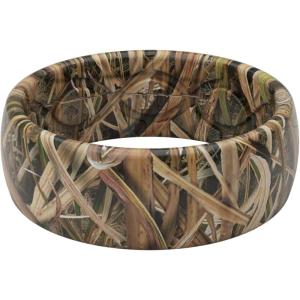Groove Life Mossy Oak Camo Silicone Ring Breathable Rubber Wedding Rings for Men, Lifetime Coverage, Unique Design, Comfort Fit Ring(Blades)