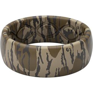 Groove Life Mossy Oak Camo Silicone Ring Breathable Rubber Wedding Rings for Men, Lifetime Coverage, Unique Design, Comfort Fit Ring(Bottomland)