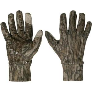Mossy Oak Camo Hunting Gloves -Cold Weather Fleece Hunting Gloves for Men – Stretch Material with Textured Palm Grip(Bottomland)
