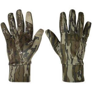Mossy Oak Camo Hunting Gloves -Cold Weather Fleece Hunting Gloves for Men – Stretch Material with Textured Palm Grip(Original Bottomland)