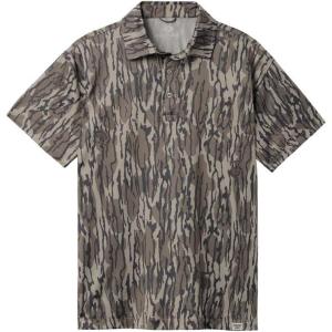 Mossy Oak Polo Sun Shirt for Men with UV Protection for Golf, Fishing, Hiking, or Casual(Bottomland Sand)