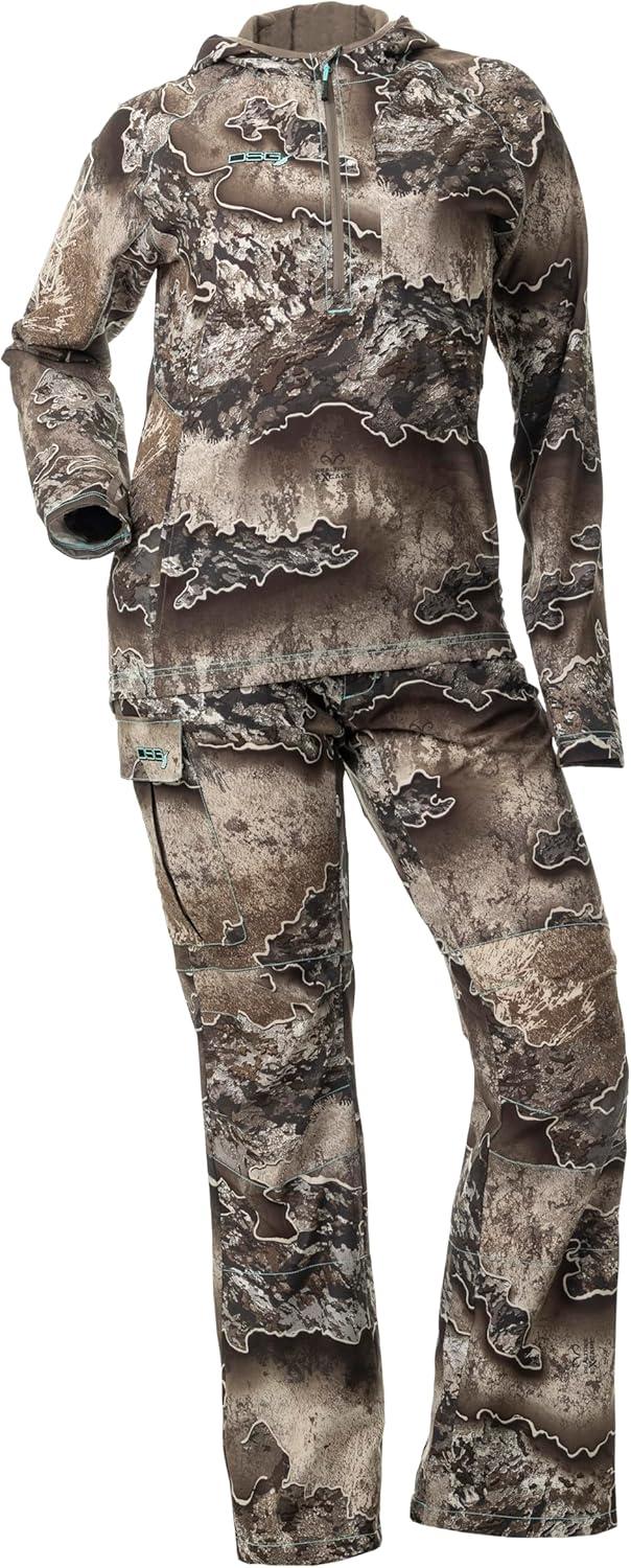 imageDOING SOMETHING GREAT Womens Bexley 30 Pullover Hunting Shirts Warm Climate Ultra LightWeight DWR TreatedRealtree Excape 30