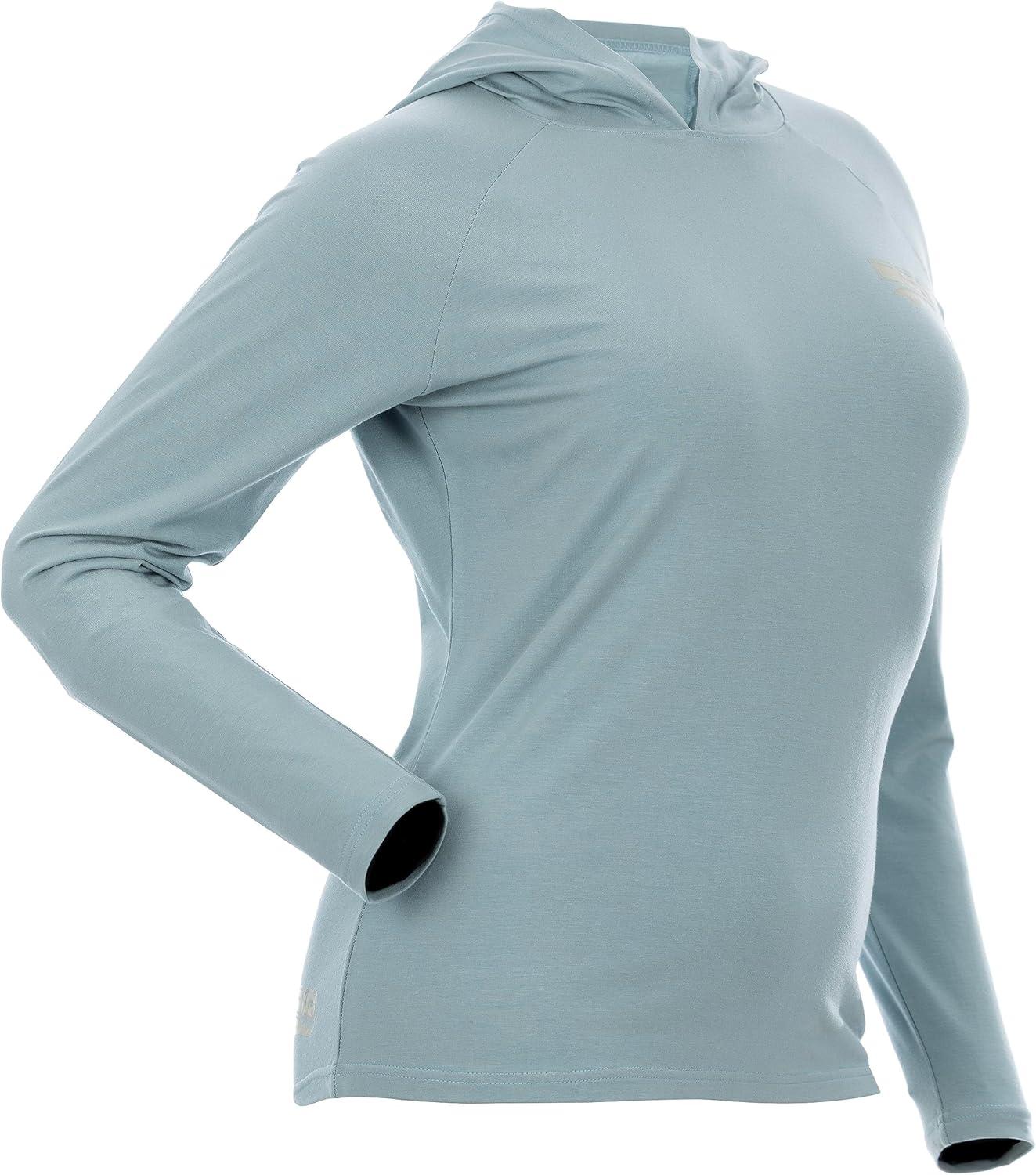 imageDSG Outerwear Womens Bamboo Hooded Shirt Long Sleeve UPF 30 Sun Protection Lightweight Performance HoodieAntique Teal