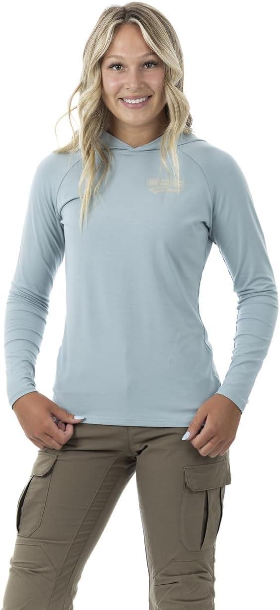 imageDSG Outerwear Womens Bamboo Hooded Shirt Long Sleeve UPF 30 Sun Protection Lightweight Performance HoodieAntique Teal