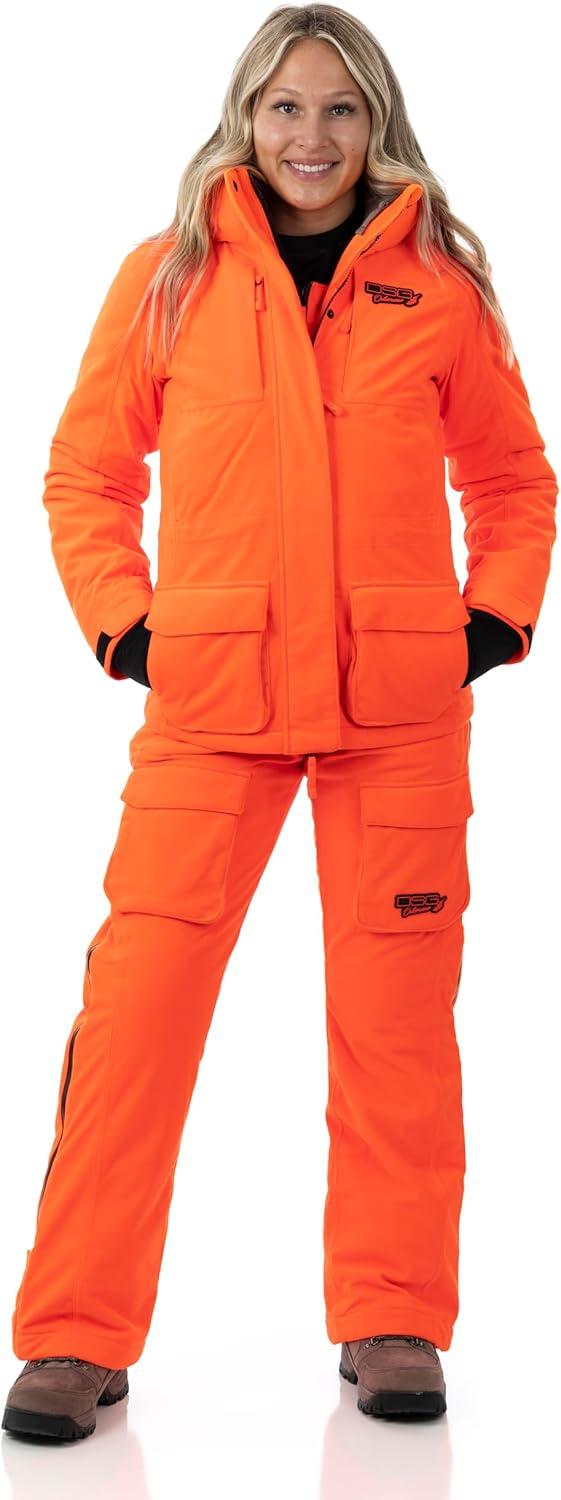 imageDSG Outerwear Womens Kylie 50 3in1 Hunting Jacket Waterproof Insulated Camo Blaze with Zip in Fleece LinerBlaze Orange 50