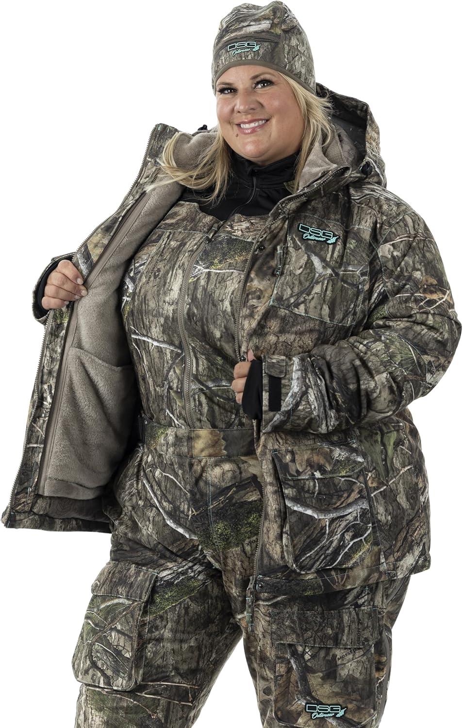 imageDSG Outerwear Womens Kylie 50 3in1 Hunting Jacket Waterproof Insulated Camo Blaze with Zip in Fleece LinerMossy Oak Country Dna 50