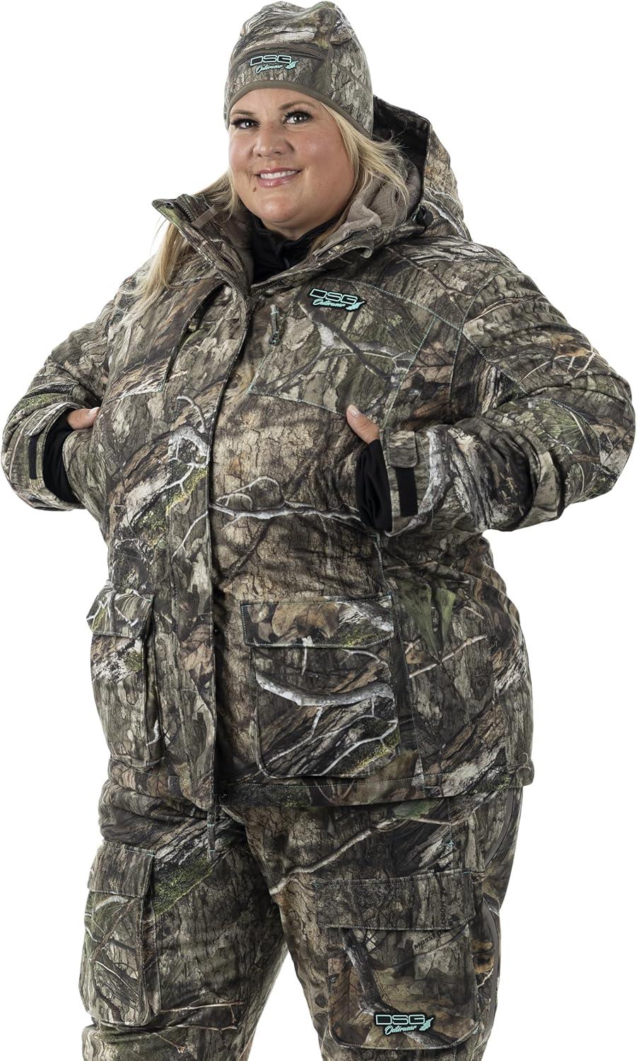 imageDSG Outerwear Womens Kylie 50 3in1 Hunting Jacket Waterproof Insulated Camo Blaze with Zip in Fleece LinerMossy Oak Country Dna 50