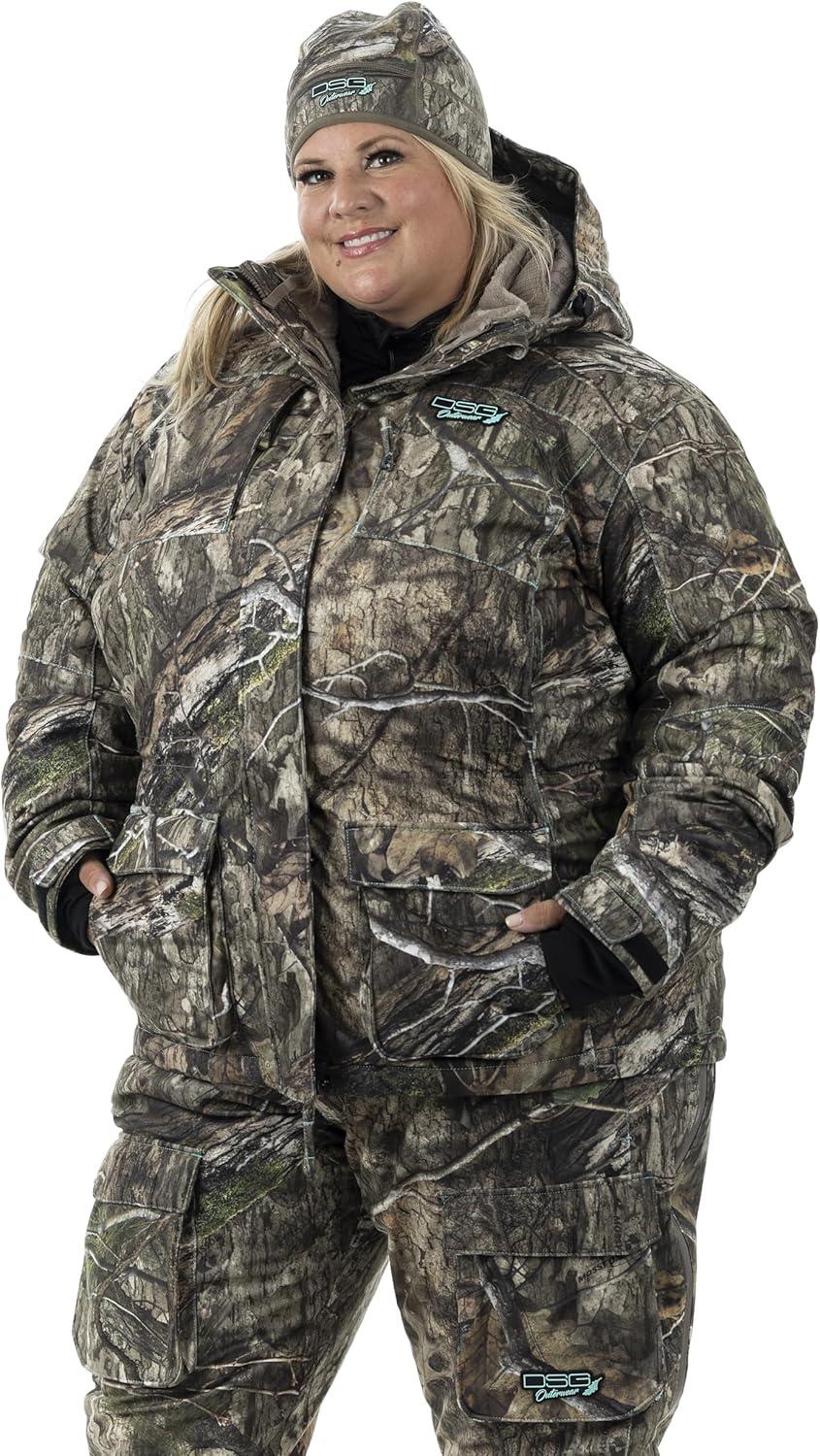 imageDSG Outerwear Womens Kylie 50 3in1 Hunting Jacket Waterproof Insulated Camo Blaze with Zip in Fleece LinerMossy Oak Country Dna 50