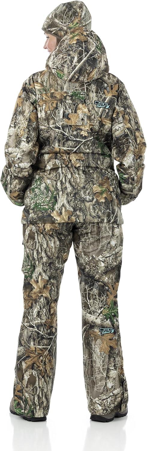 imageDSG Outerwear Womens Kylie 50 3in1 Hunting Jacket Waterproof Insulated Camo Blaze with Zip in Fleece LinerRealtree Edge 50
