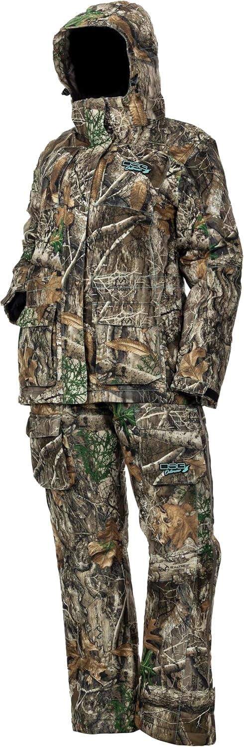 imageDSG Outerwear Womens Kylie 50 3in1 Hunting Jacket Waterproof Insulated Camo Blaze with Zip in Fleece LinerRealtree Edge 50