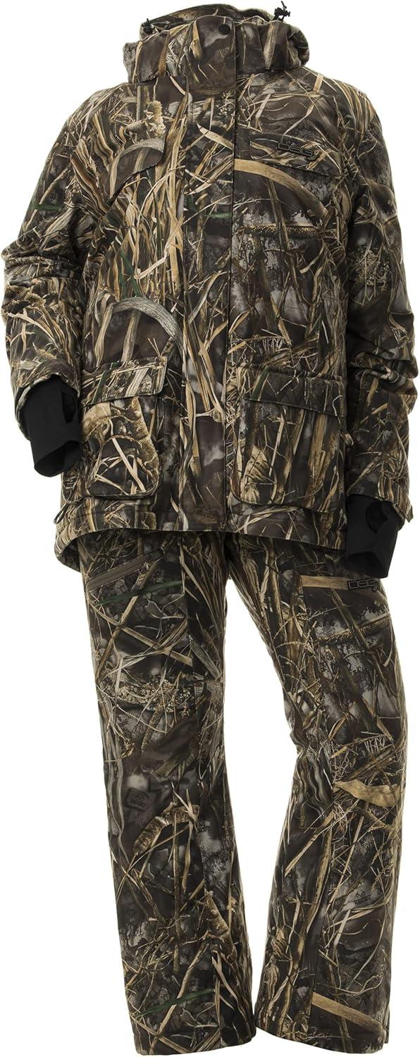 imageDSG Outerwear Womens Kylie 50 3in1 Hunting Jacket Waterproof Insulated Camo Blaze with Zip in Fleece LinerRealtree Max7 40