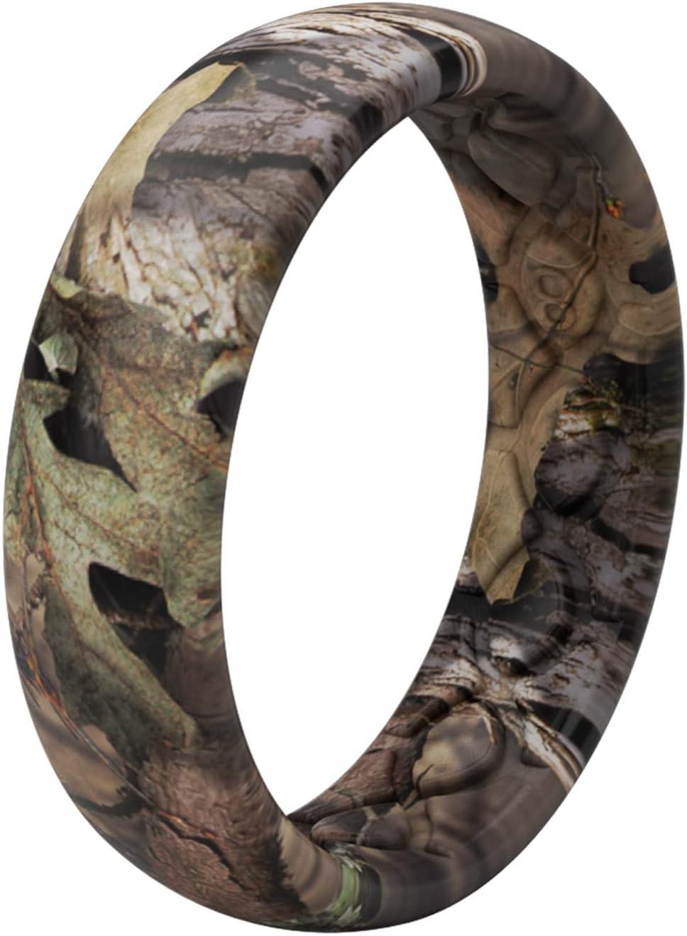 imageGroove Life Mossy Oak Thin Breakup Country Silicone Ring Breathable Rubber Wedding Rings for Women Lifetime Coverage Unique Design Comfort Fit Ring Size 4