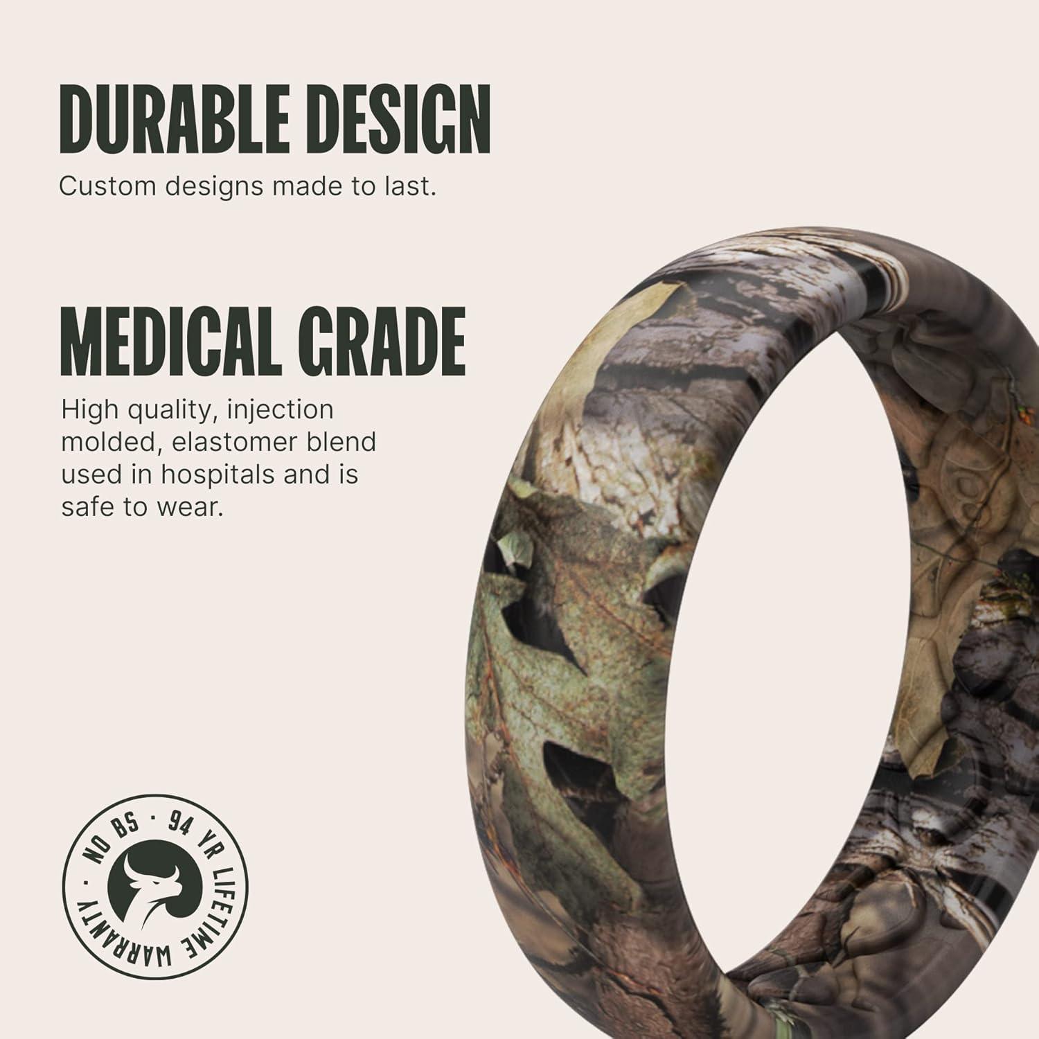 imageGroove Life Mossy Oak Thin Breakup Country Silicone Ring Breathable Rubber Wedding Rings for Women Lifetime Coverage Unique Design Comfort Fit Ring Size 4