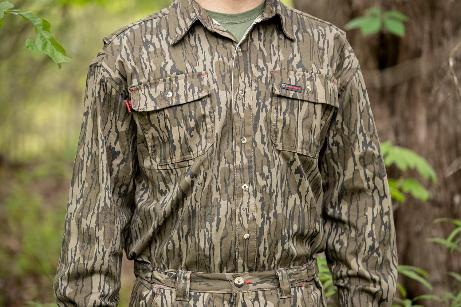 imageMossy Oak Mens Long Sleeve Camo Hunting Shirts Cotton MillBottomland