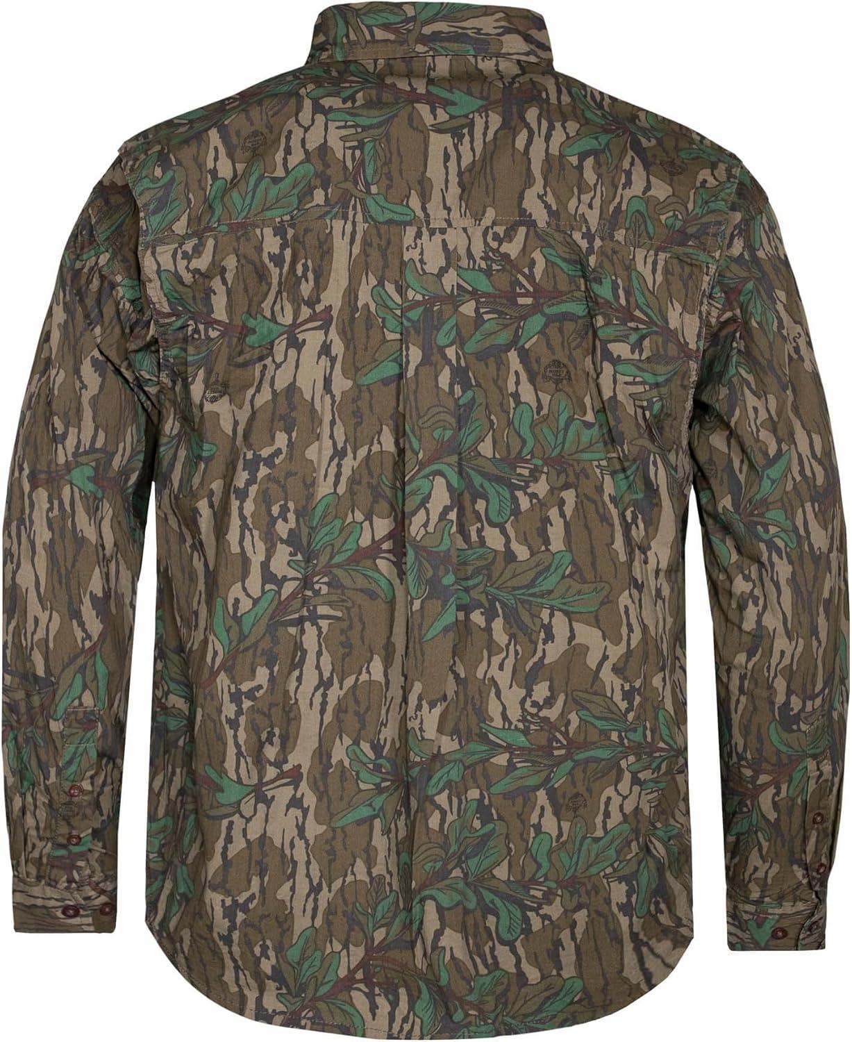 imageMossy Oak Mens Long Sleeve Camo Hunting Shirts Cotton MillGreenleaf