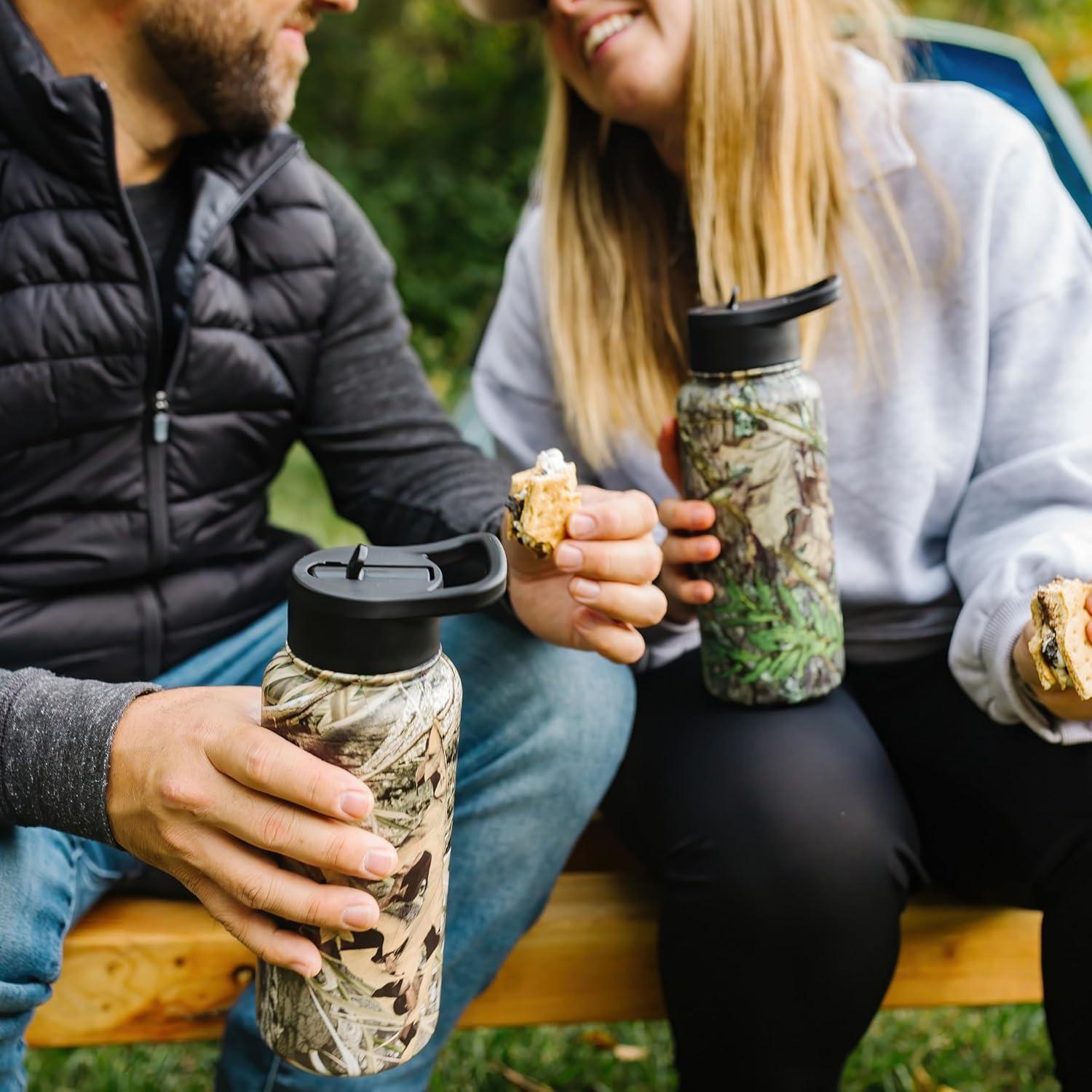 imageWildkin Mossy Oak 32oz Kids Water Bottle Leakproof VacuumInsulated Durable EasyClean Bottom LandMossy Oak Shadow Grass Habitat