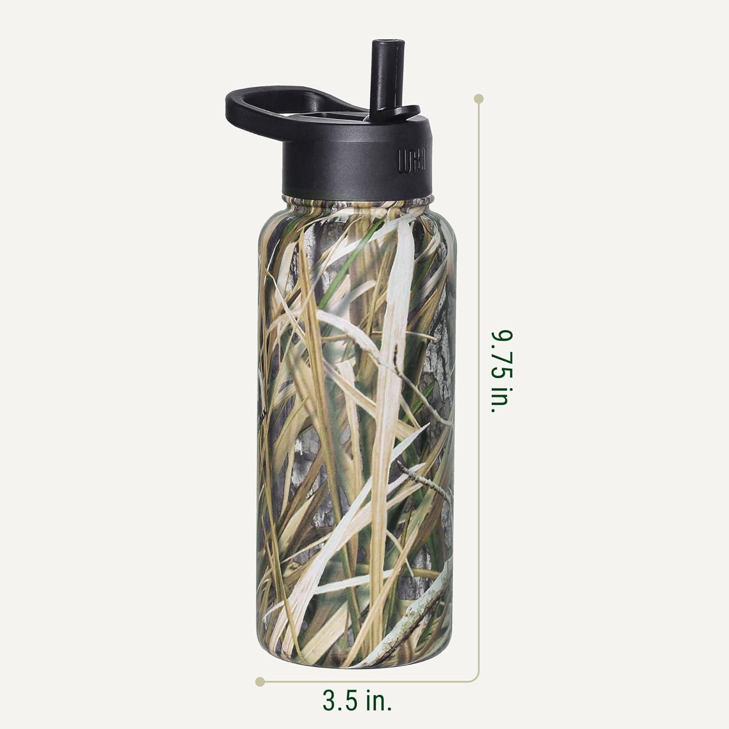 imageWildkin Mossy Oak 32oz Kids Water Bottle Leakproof VacuumInsulated Durable EasyClean Bottom LandMossy Oak Shadow Grass Habitat